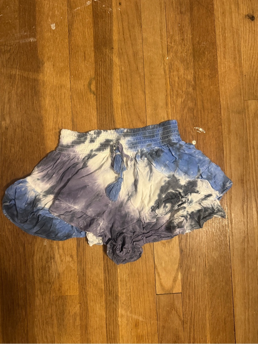 Surf Gypsy Tie-Dye Blue & White Women’s Smocked Waist Shorts